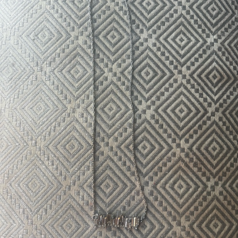 French Connection Silver Crystal Necklace NWT - Picture 2 of 7